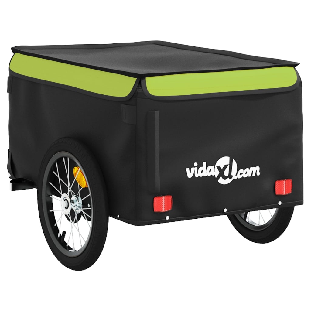 vidaXL Polkupyörän peräkärry musta ja vihreä 45 kg rauta