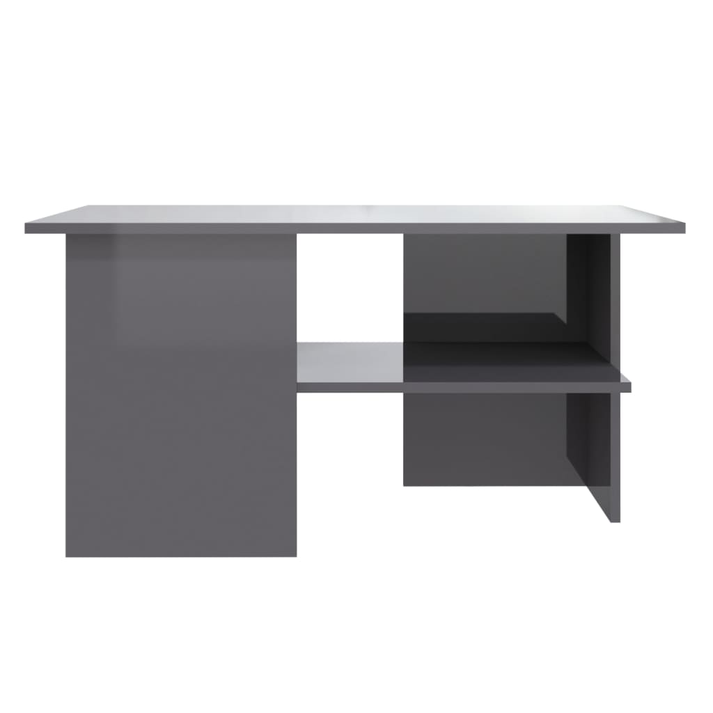 vidaXL Sohvapöytä korkeakiilto harmaa 90x60x46,5 cm lastulevy