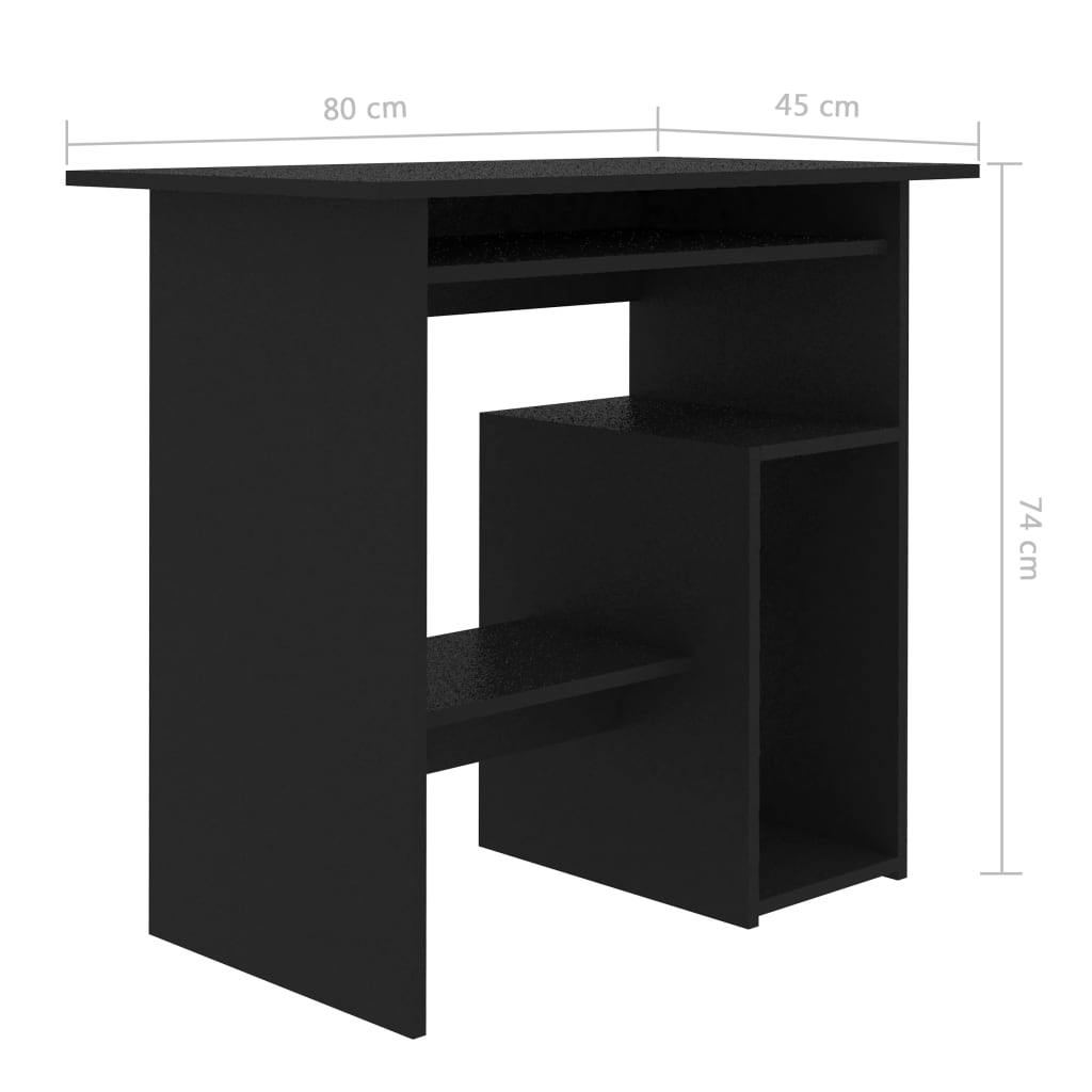 vidaXL Työpöytä musta 80x45x74 cm lastulevy