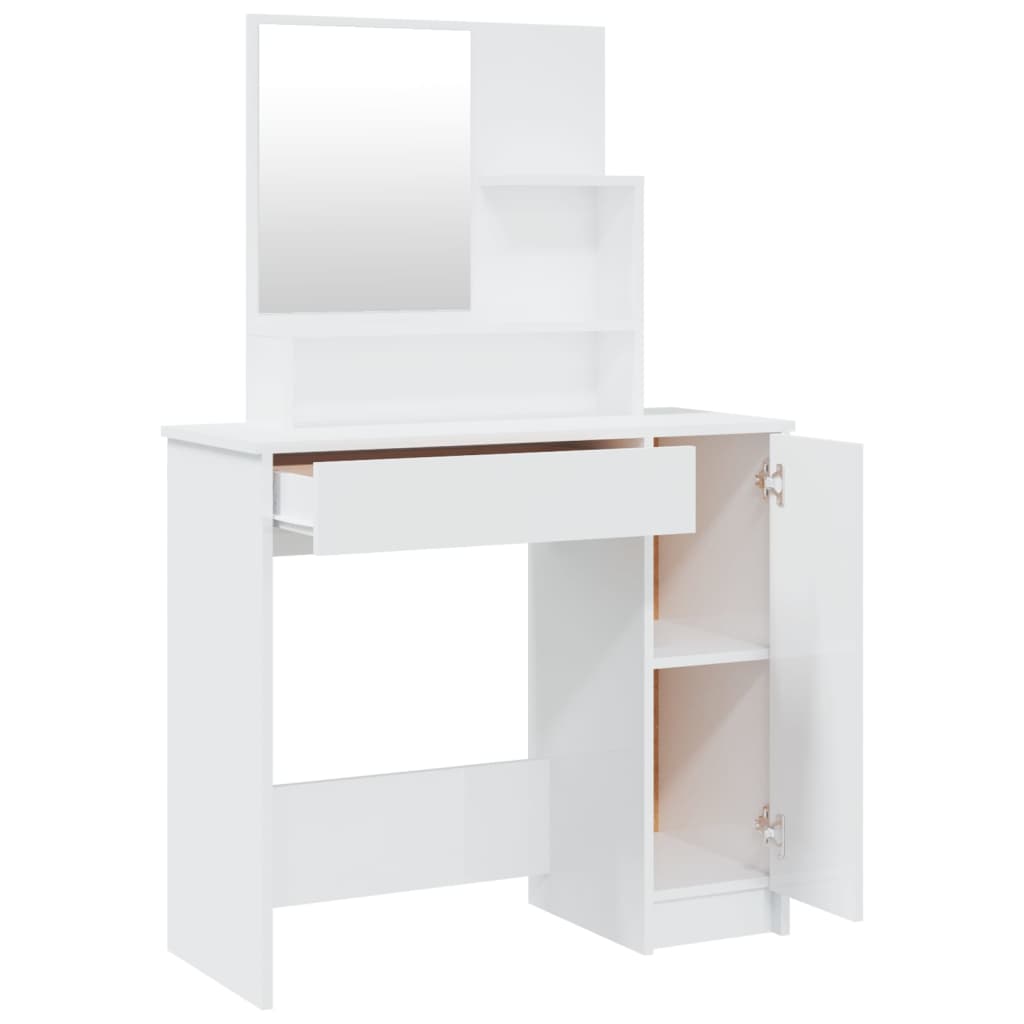 VidaXL Peilipöytä korkeakiilto valkoinen 86,5x35x136 cm