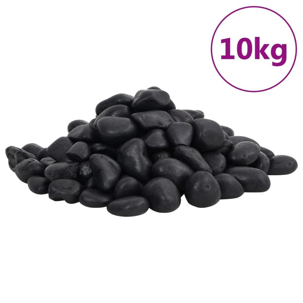 vidaXL Kiillotetut kivet 10 kg musta 2-5 cm