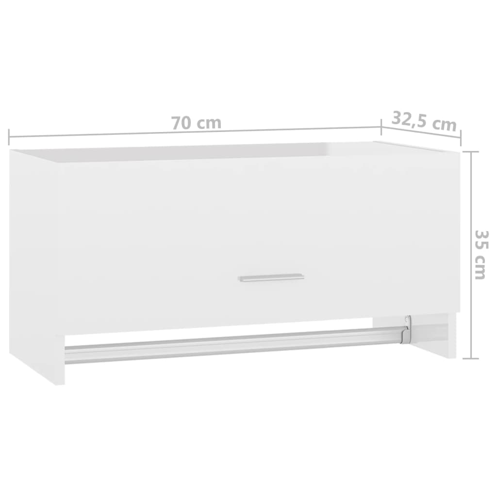 vidaXL Vaatekaappi korkeakiilto valkoinen 70x32,5x35 cm lastulevy