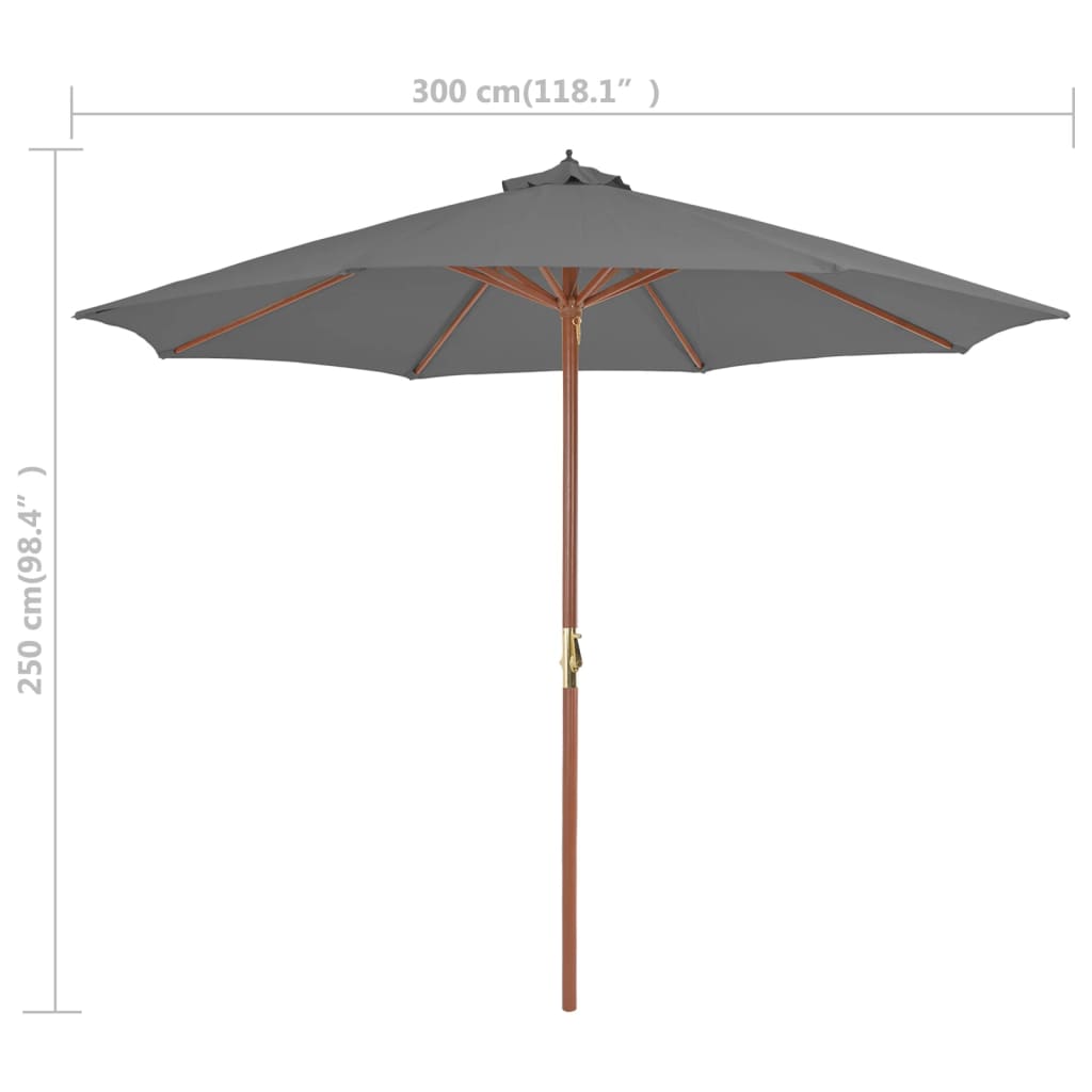 vidaXL Aurinkovarjo puurunko 300 cm antrasiitti