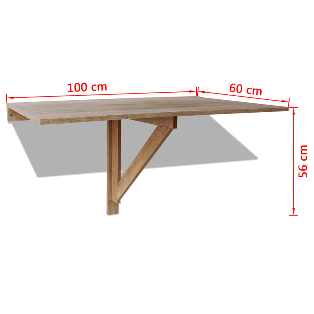 vidaXL Kokoontaitettava seinäpöytä tammi 100x60 cm