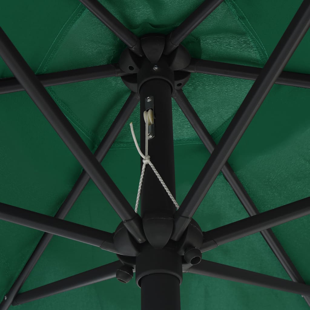 vidaXL Ulkoaurinkovarjo LED-valot alumiinitanko 270 cm vihreä