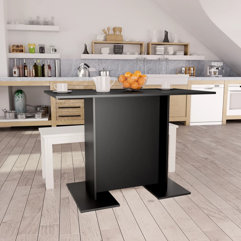 vidaXL Ruokapöytä musta 110x60x75 cm lastulevy