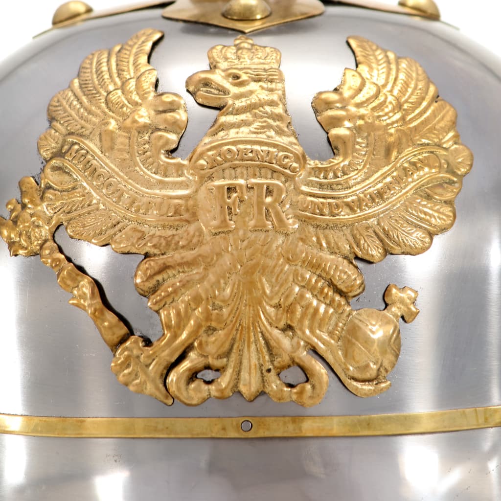 vidaXL Saksan preussilainen kypärä antiikki kopio hopea teräs