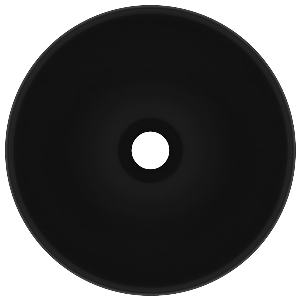 vidaXL Ylellinen pesuallas pyöreä matta musta 32,5x14 cm keraami