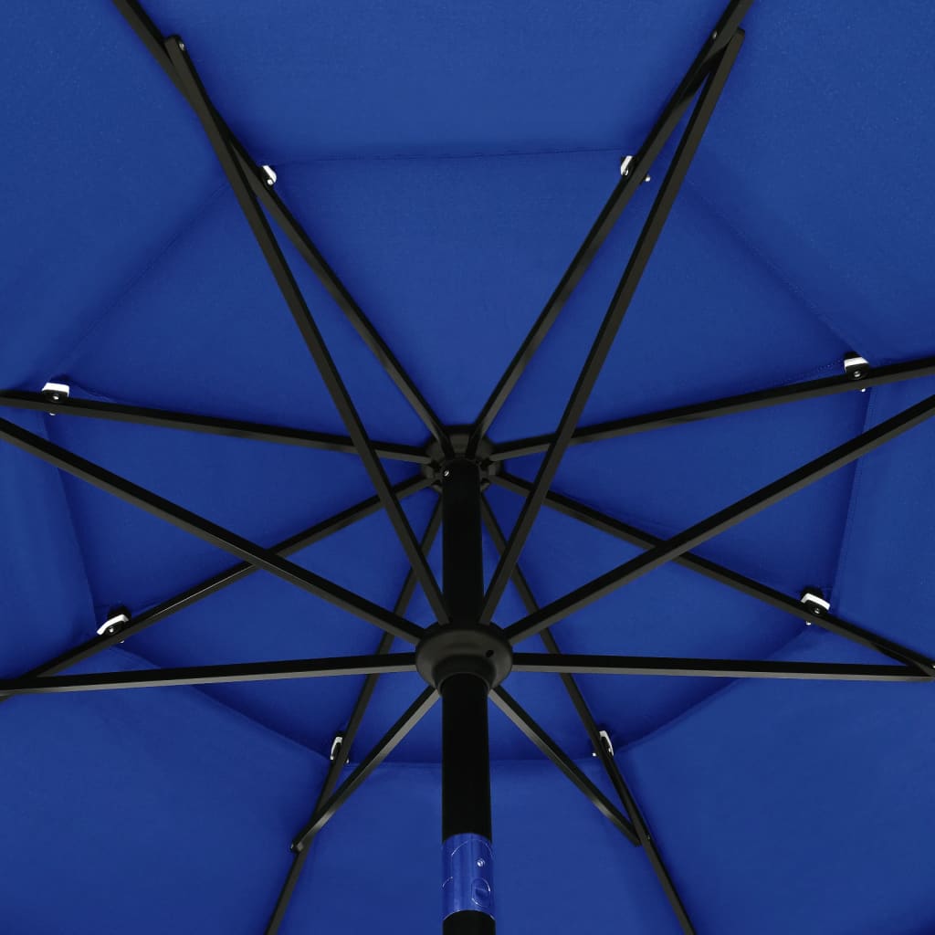 vidaXL 3-tasoinen aurinkovarjo alumiinitanko taivaansininen 3,5 m