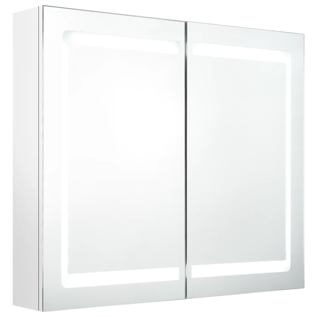 vidaXL LED kylpyhuoneen peilikaappi kiiltävä valkoinen 80x12x68 cm