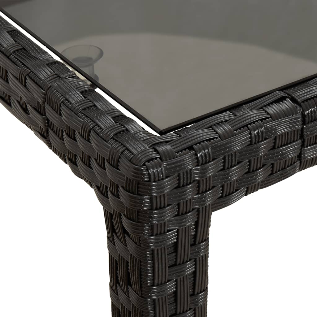 vidaXL Puutarhapöytä 150x90x75cm karkaistu lasi ja polyrottinki musta