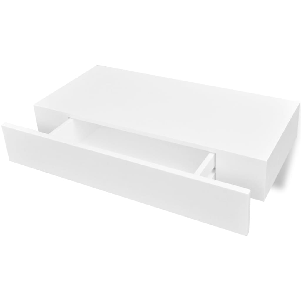 vidaXL Seinähyllyt laatikoilla 2 kpl piilokiinnitys valkoinen 48 cm