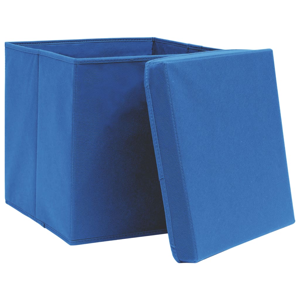 vidaXL Säilytyslaatikot kansilla 10 kpl sininen 32x32x32 cm kangas
