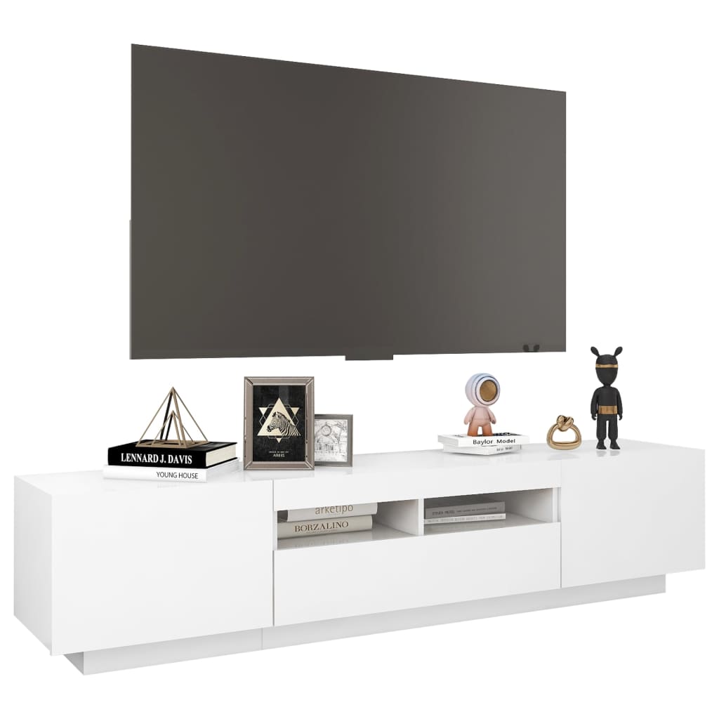 vidaXL TV-taso LED-valoilla valkoinen 180x35x40 cm