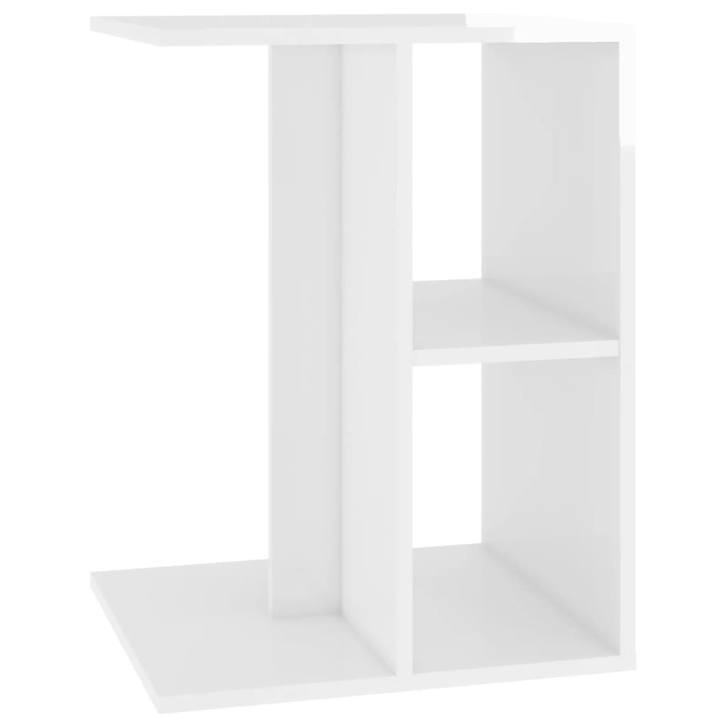vidaXL Sivupöytä korkeakiilto valkoinen 60x40x45 cm lastulevy