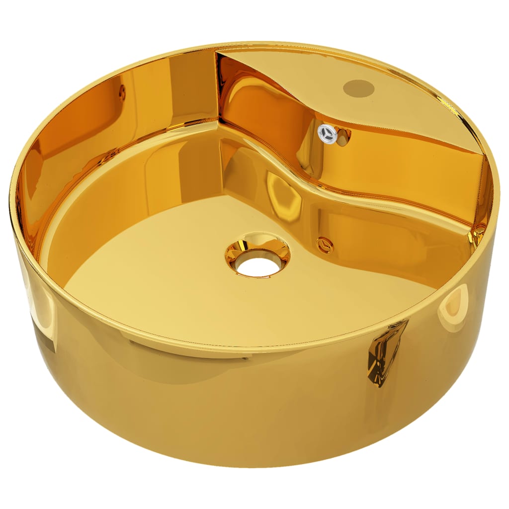 vidaXL Pesuallas ylivuodolla 46,5x15,5 cm keraaminen kulta