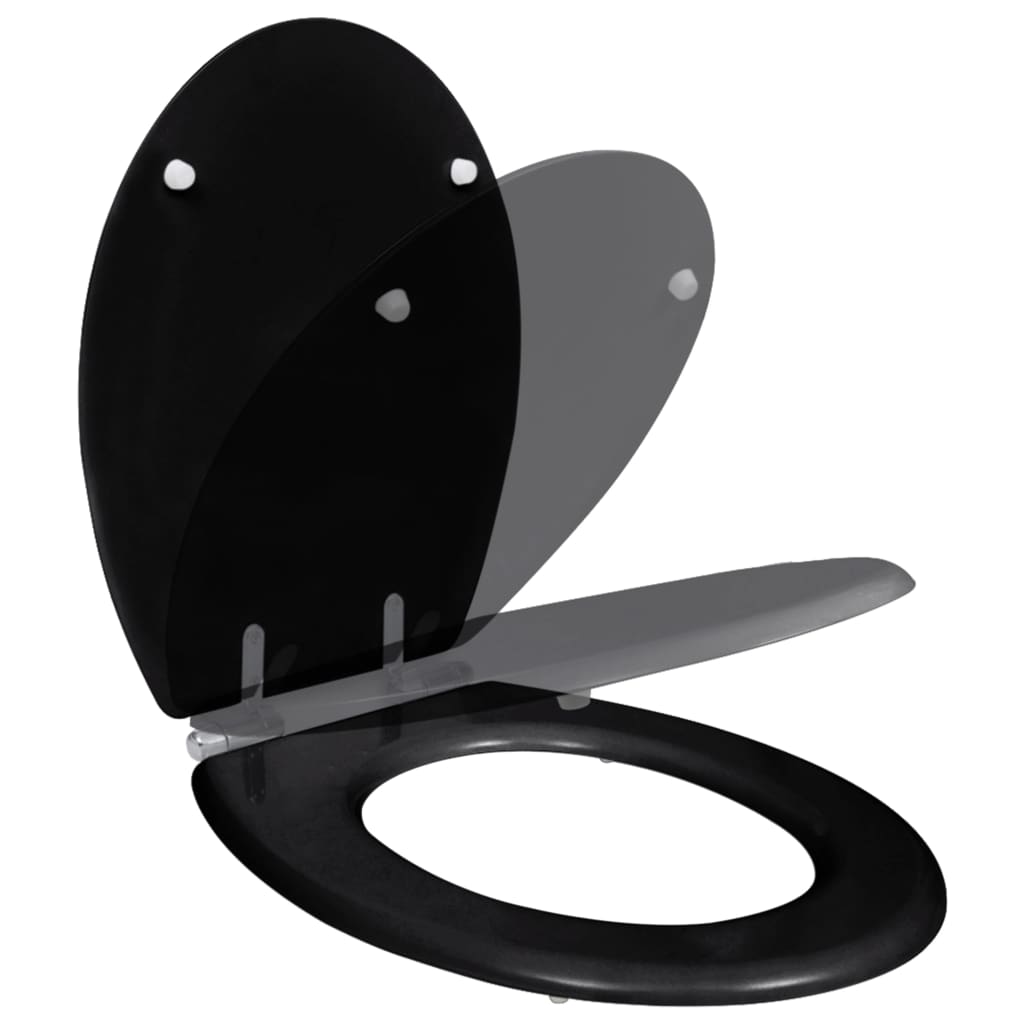 vidaXL WC-istuin soft close MDF yksinkertainen muotoilu musta