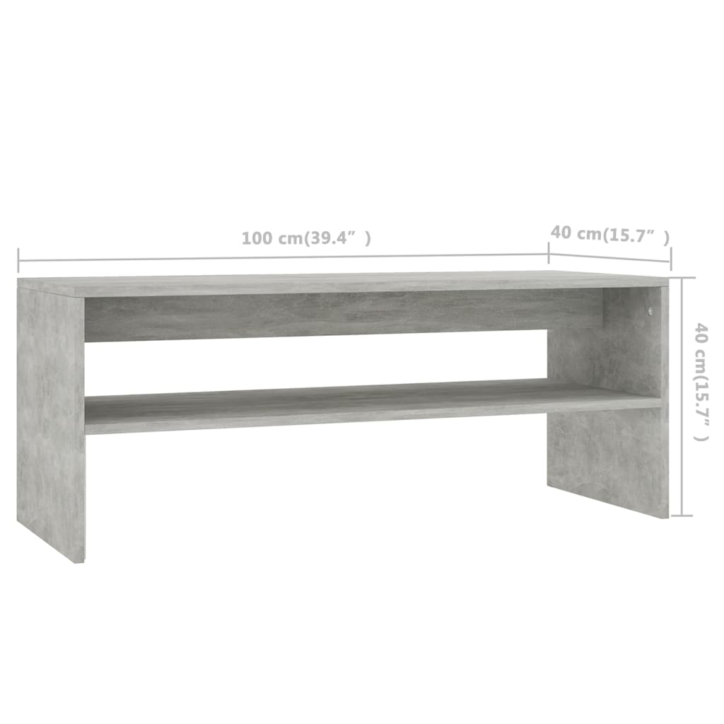 vidaXL Sohvapöytä betoninharmaa 100x40x40 cm lastulevy