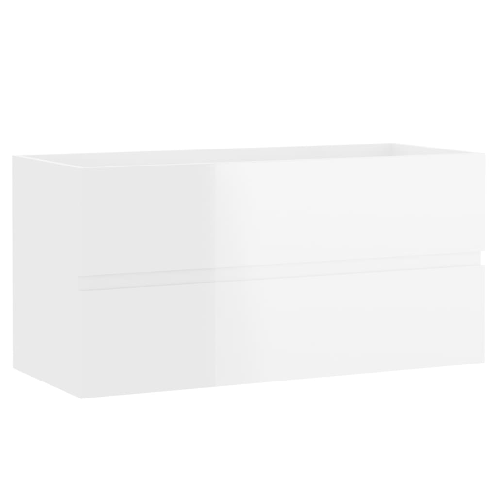 vidaXL Allaskaappi korkeakiilto valkoinen 90x38,5x45 cm lastulevy