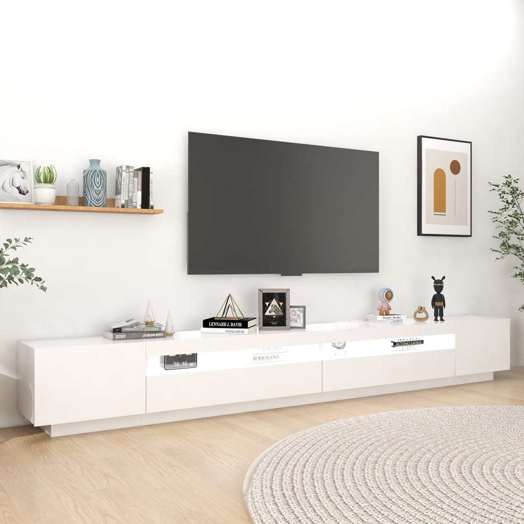 vidaXL TV-taso LED-valoilla valkoinen 300x35x40 cm