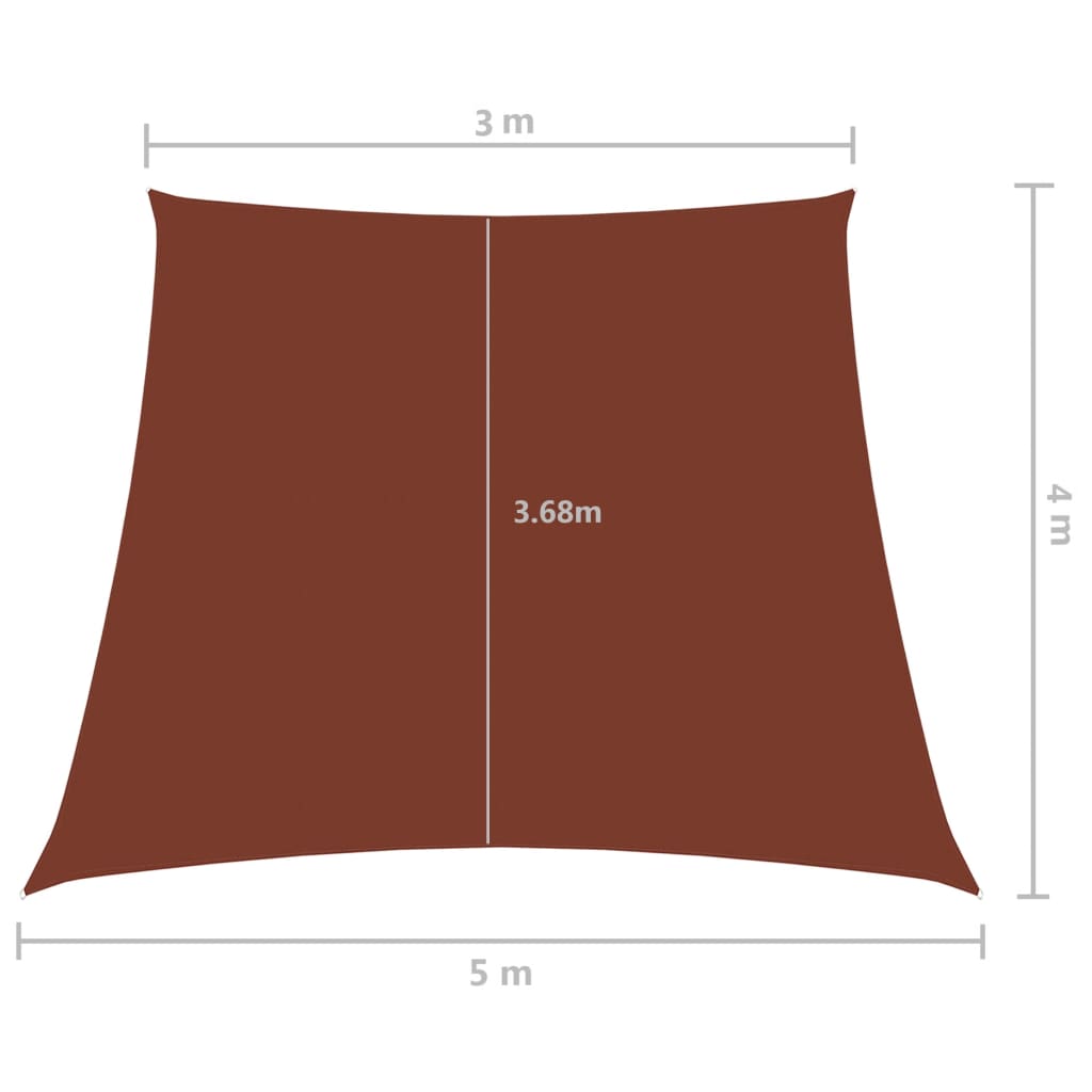 vidaXL Aurinkopurje Oxford-kangas puolisuunnikas 3/5x4 m terrakotta