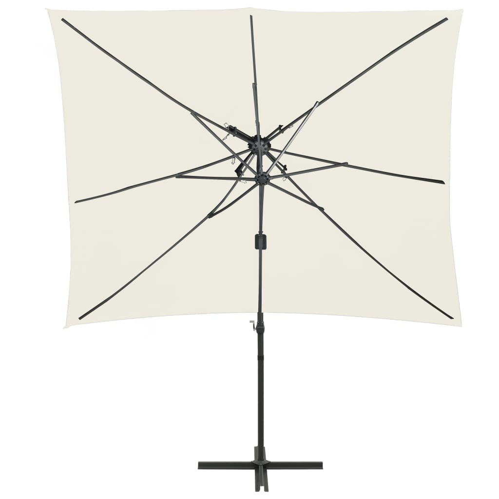 vidaXL Riippuva aurinkovarjo tuplakatolla hiekka 250x250 cm