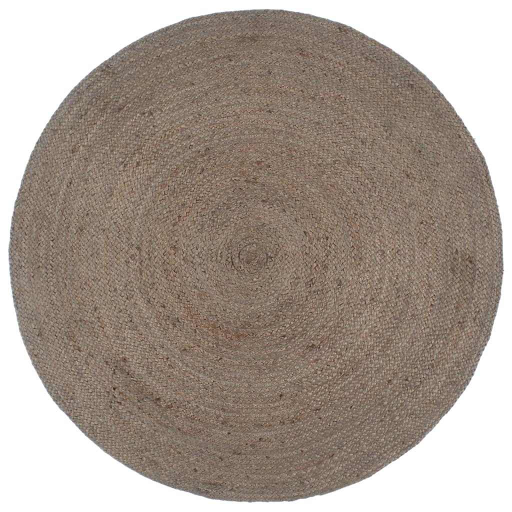 vidaXL Käsintehty pyöreä juuttimatto 240 cm harmaa