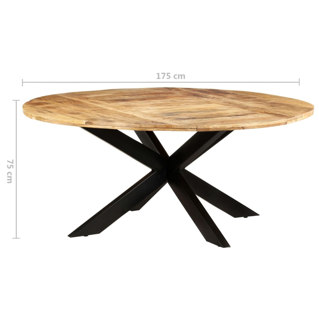 vidaXL Ruokapöytä pyöreä 175x75 cm karkea mangopuu