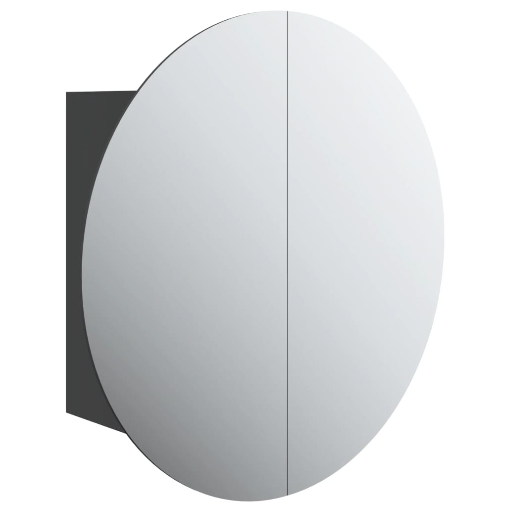 vidaXL Kylpyhuoneen kaappi/pyöreä peili LED-valot musta 47x47x17,5 cm