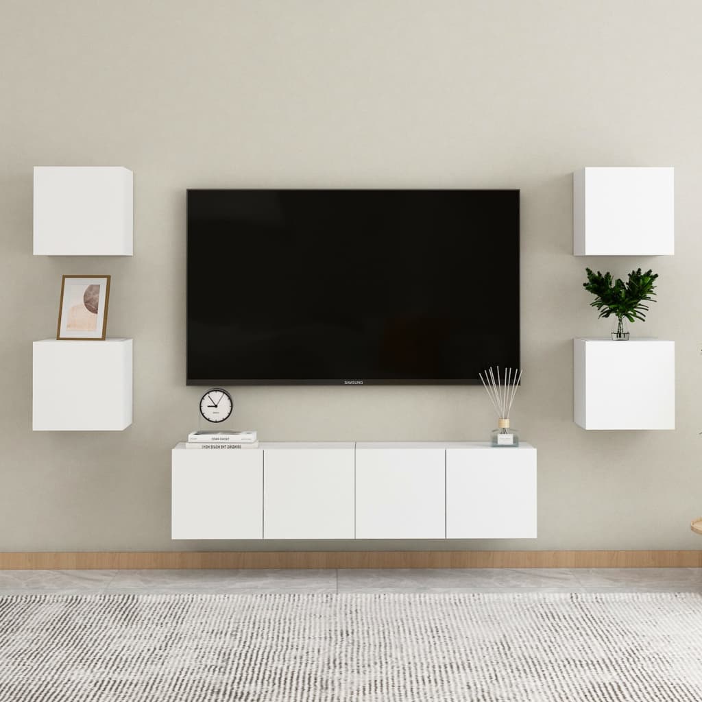 vidaXL Seinäkiinnitettävä TV-taso valkoinen 30,5x30x30 cm