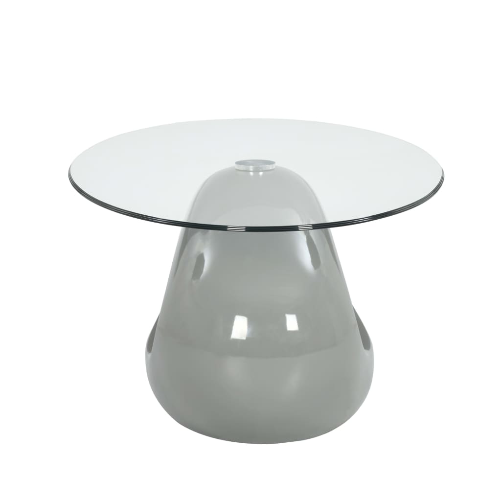 vidaXL Sohvapöytä soikea lasinen pöytälevy korkeakiilto harmaa
