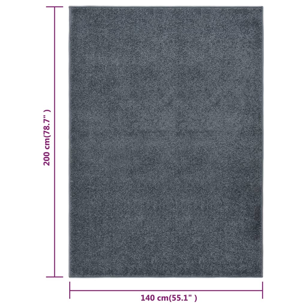 vidaXL Lyhytnukkainen matto 140x200 cm antrasiitti