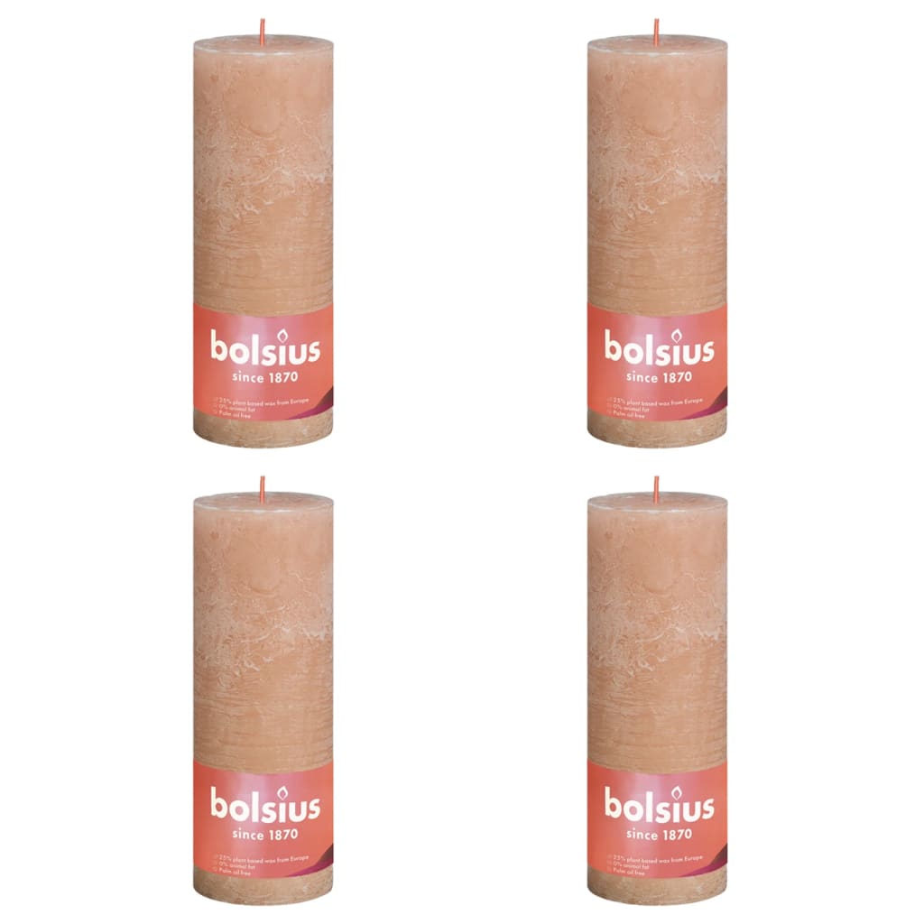 Bolsius Pilarikynttilät Shimmer 4 kpl rustiikkinen 190x68 mm pinkki