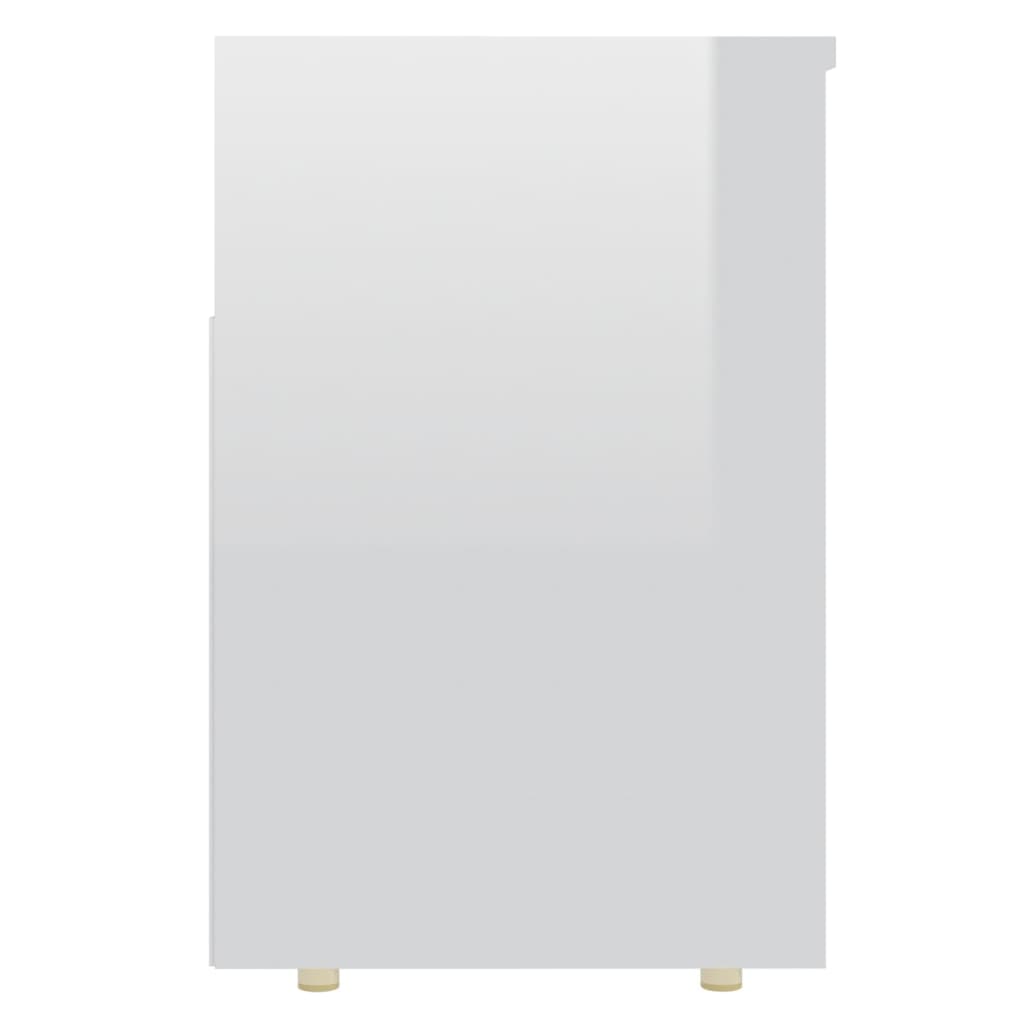 vidaXL Kenkien säilytyspenkki korkeakiilto valkoinen 105x30x45 cm levy