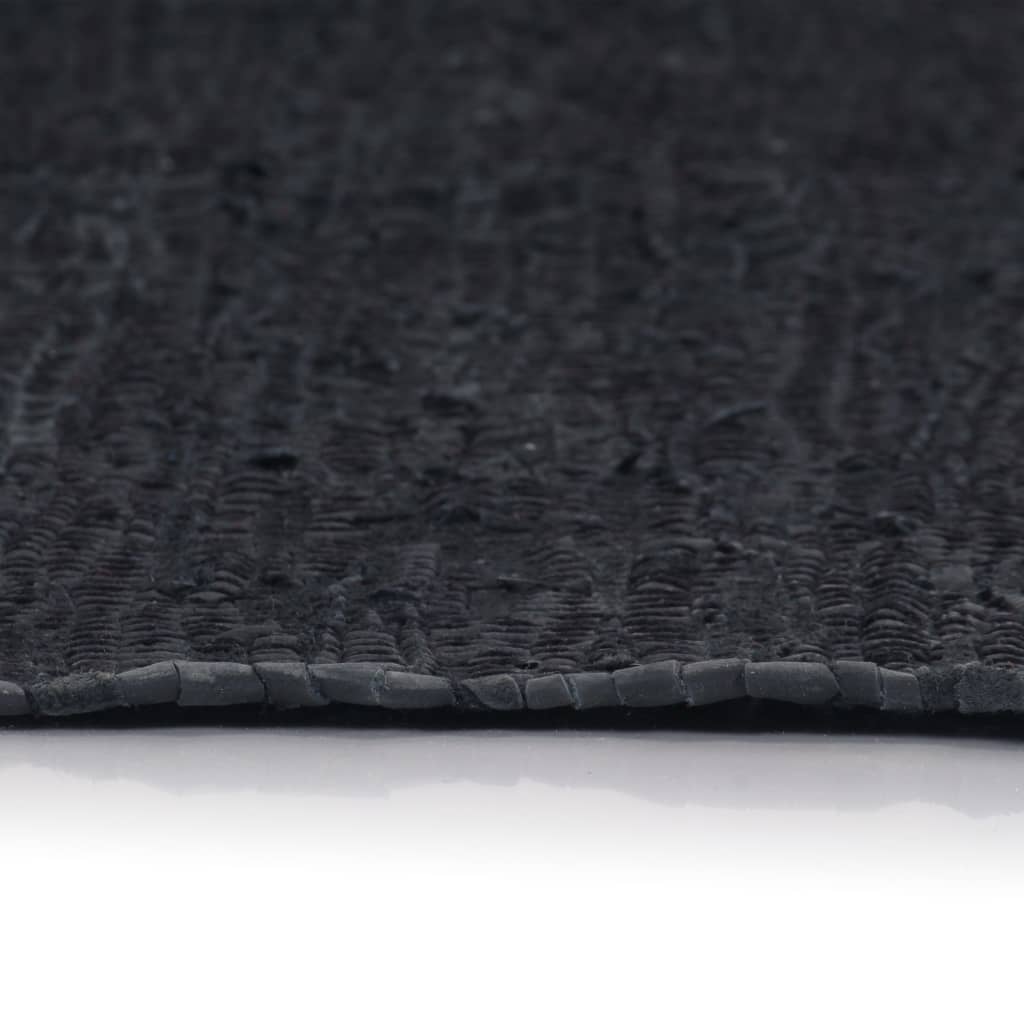 vidaXL Käsin punottu Chindi-matto nahka 190x280 cm musta