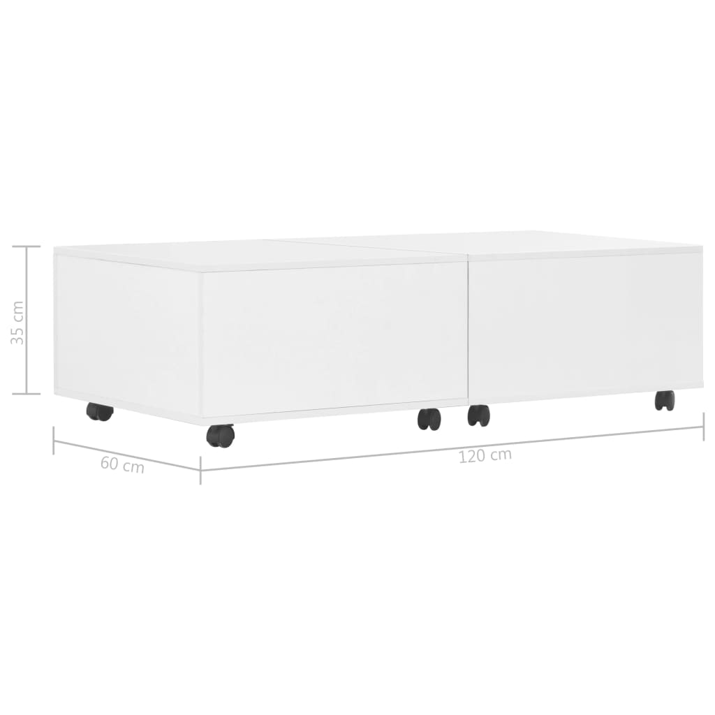 vidaXL Sohvapöytä korkeakiilto valkoinen 120x60x35 cm