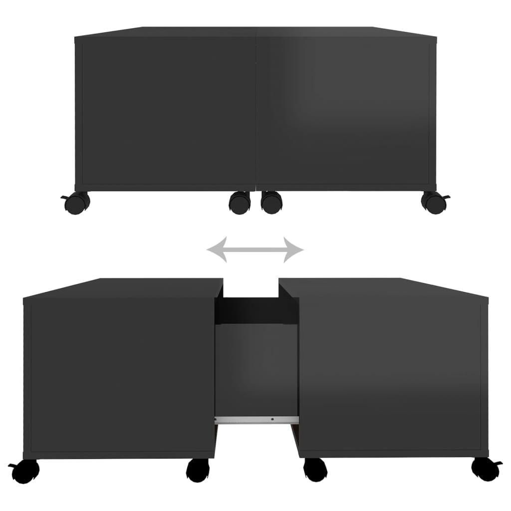 vidaXL Sohvapöytä korkeakiilto musta 75x75x38 cm lastulevy