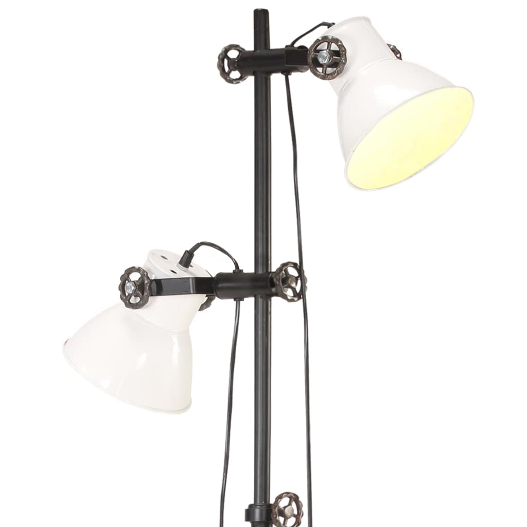 vidaXL Lattiavalaisin 2 lampunvarjostimella valkoinen E27 valurauta