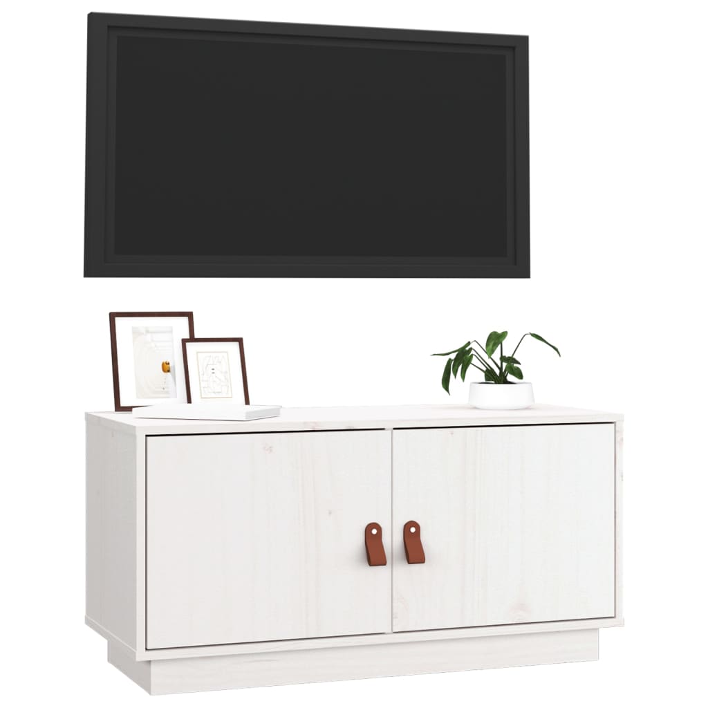 vidaXL TV-taso valkoinen 80x34x40 cm täysi mänty
