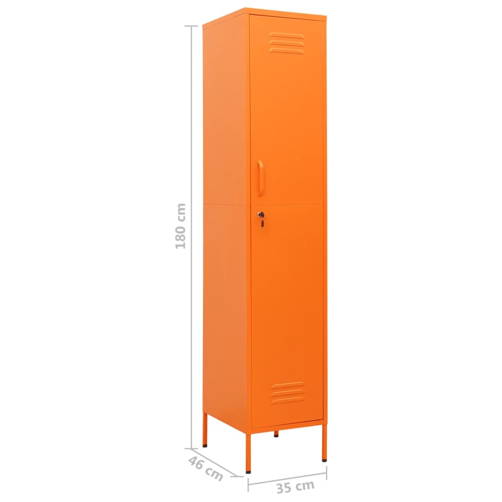 vidaXL Pukukaappi oranssi 35x46x180 cm teräs