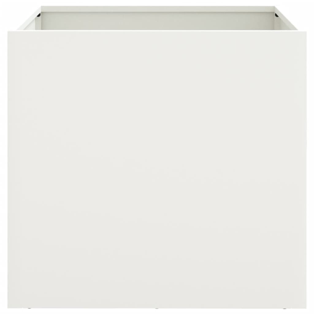 vidaXL Kukkalaatikko valkoinen 42x40x39 cm kylmävalssattu teräs