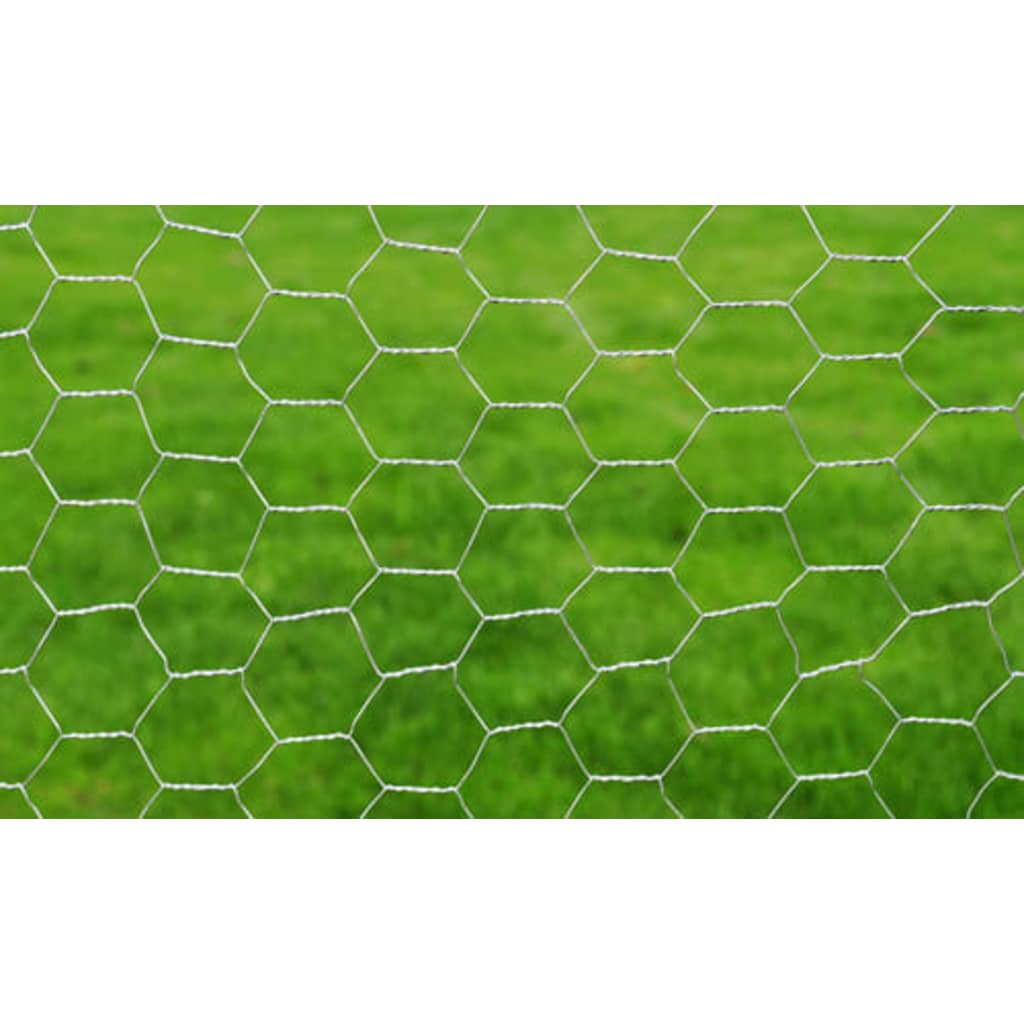 vidaXL Verkkoaita galvanoitu teräs kuusikulmiokuvio 1x25 m hopea