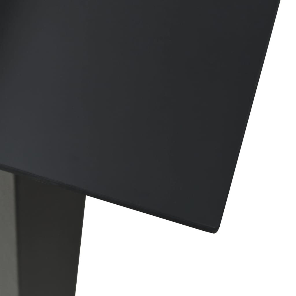 vidaXL Puutarhan ruokapöytä musta 80x80x74 cm teräs ja lasi
