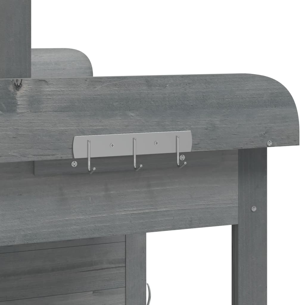 vidaXL Istutuspöytä kaapilla harmaa 110,5x45x124,5 cm täysi kuusi