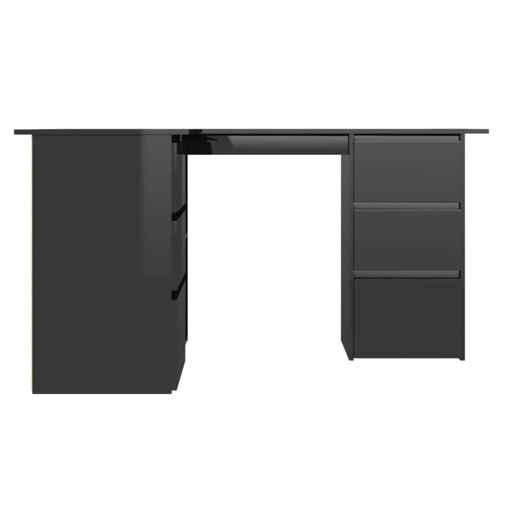vidaXL Kulmapöytä korkeakiilto musta 145x100x76 cm lastulevy