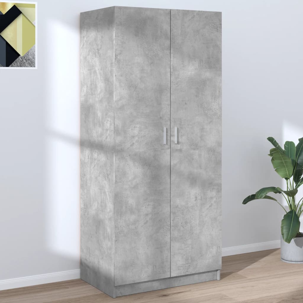 vidaXL Vaatekaappi betoninharmaa 80x52x180 cm lastulevy