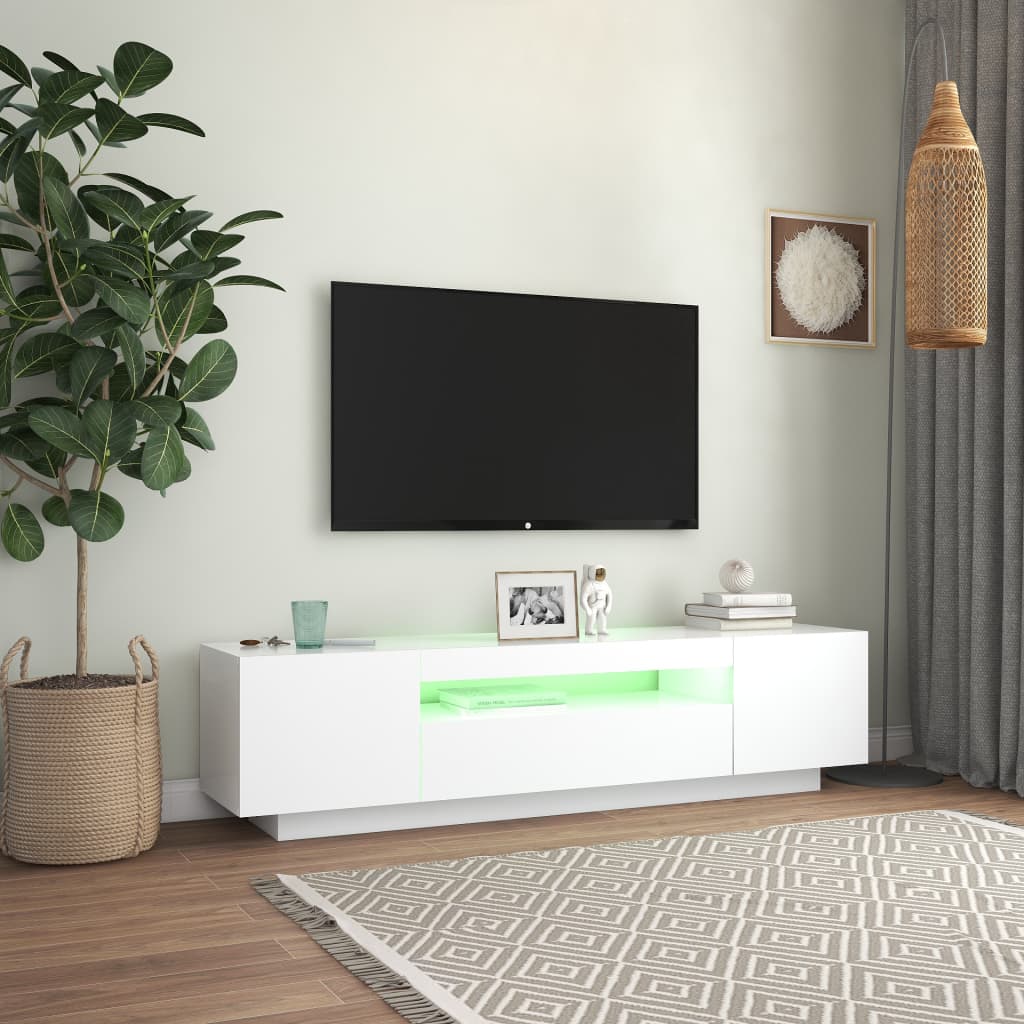 vidaXL TV-taso LED-valoilla valkoinen 160x35x40 cm