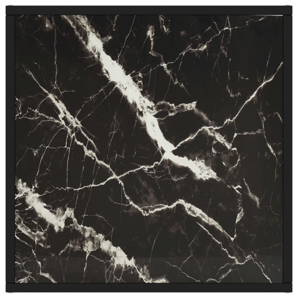 vidaXL Sohvapöytä musta mustalla marmorilasilla 60x60x35 cm