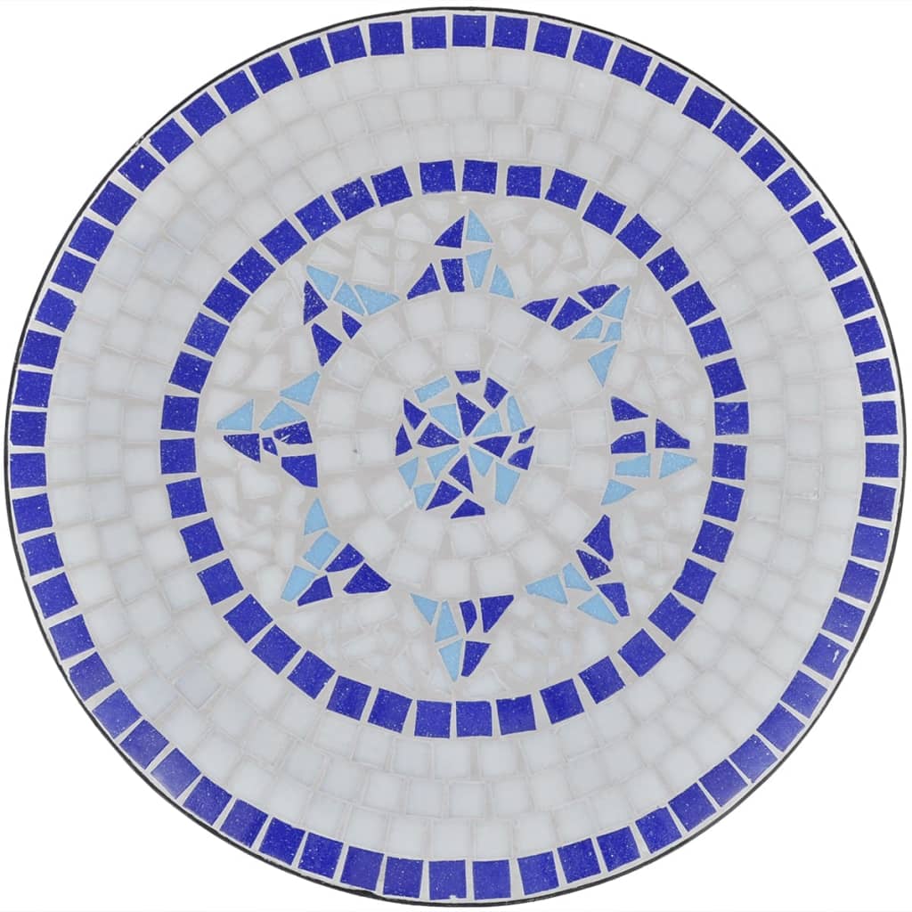 vidaXL Bistropöytä sininen ja valkoinen 60 cm mosaiikki