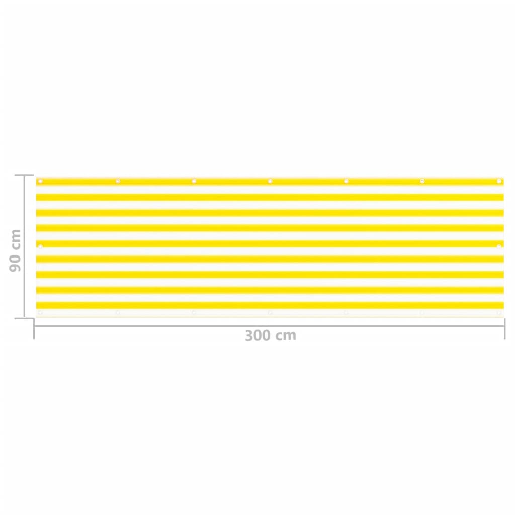 vidaXL Parvekkeen suoja keltainen ja valkoinen 90x300 cm HDPE